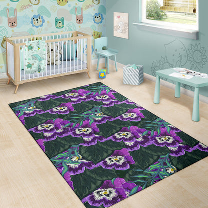 Pansy Pattern Print Design PS07 Area Rugs