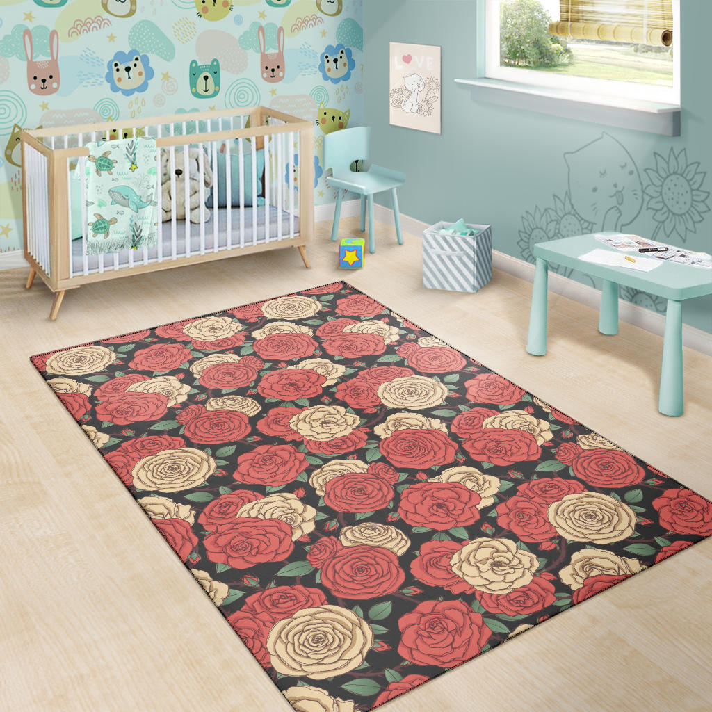 Camellia Pattern Print Design CM01 Area Rugs