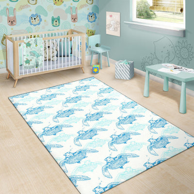 Sea Turtle Pattern Print Design T01 Area Rugs