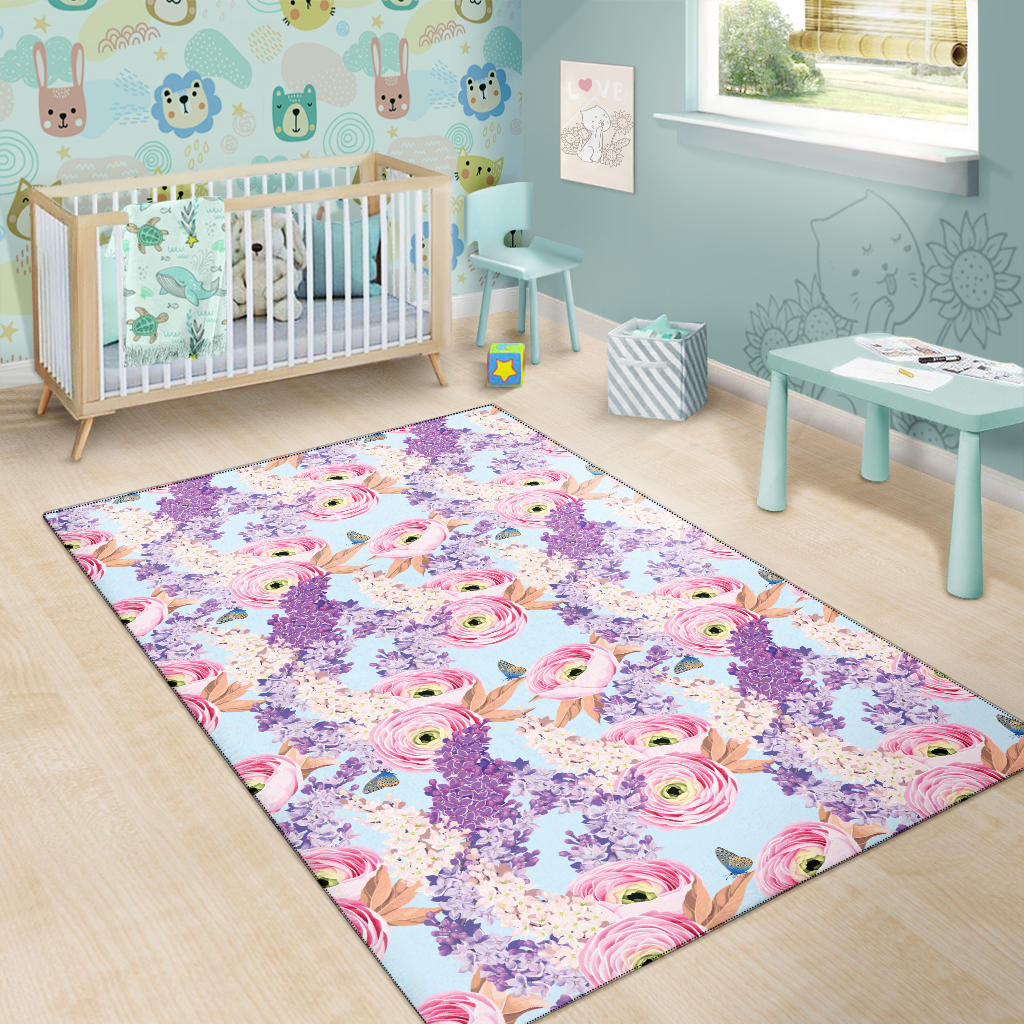 Lilac Pattern Print Design LI03 Area Rugs