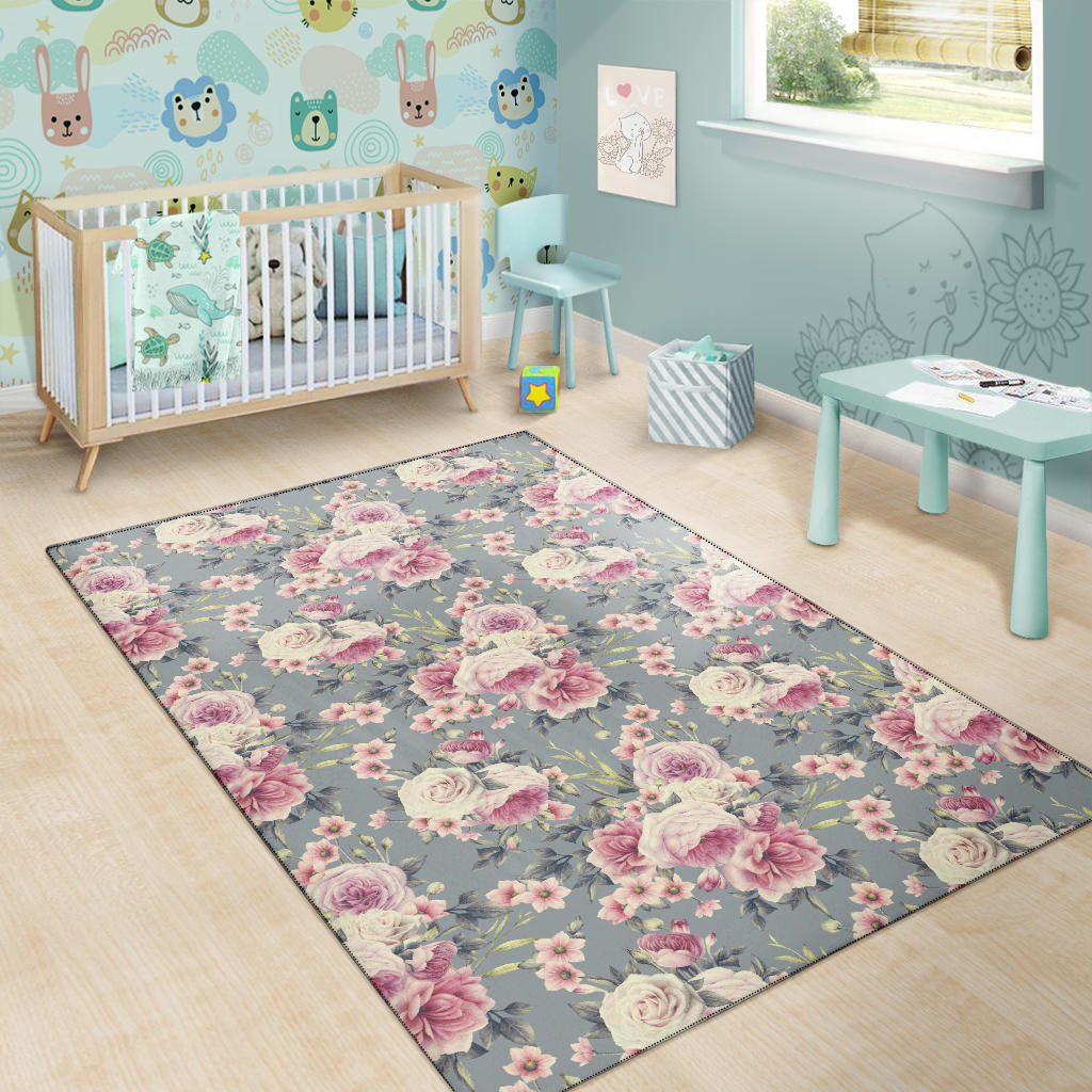 Peony Pattern Print Design PE05 Area Rugs