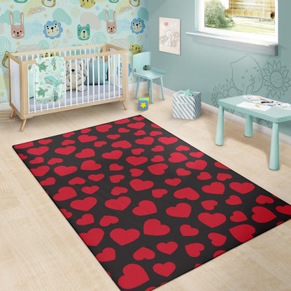 Heart Red Pattern Print Design HE01 Area Rugs