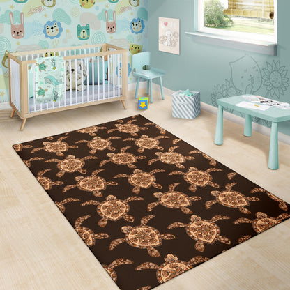 Tribal Sea Turtle Pattern Print Design T09 Area Rugs