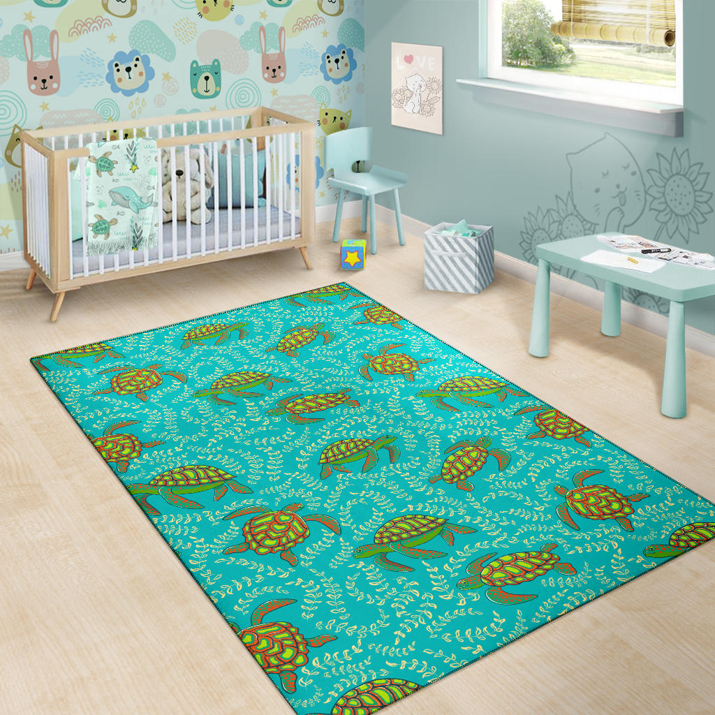 Sea Turtle Pattern Print Design T010 Area Rugs