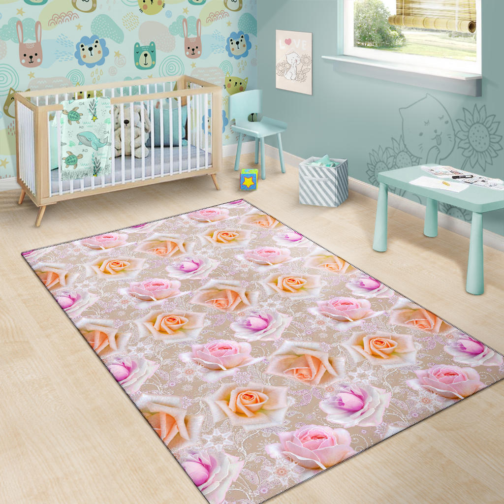 Rose Pattern Print Design RO011 Area Rugs
