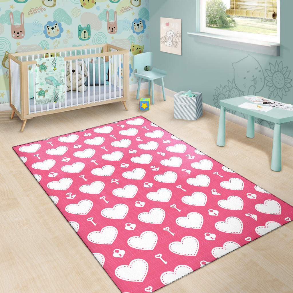 Heart Key Pattern Print Design HE09 Area Rugs