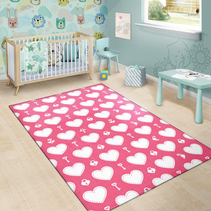 Heart Key Pattern Print Design HE09 Area Rugs