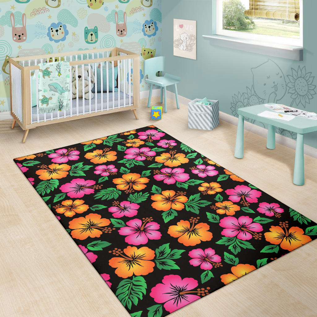Hibiscus Pattern Print Design HB029 Area Rugs
