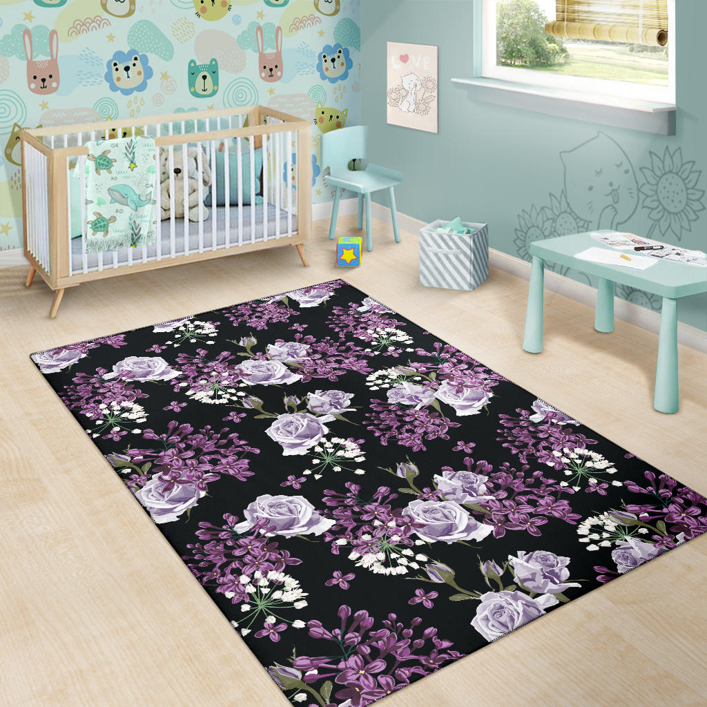 Lilac Pattern Print Design LI04 Area Rugs