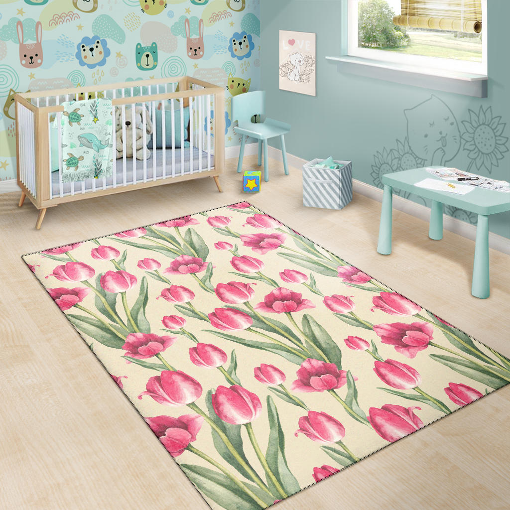 Tulip Pink Pattern Print Design TP06 Area Rugs