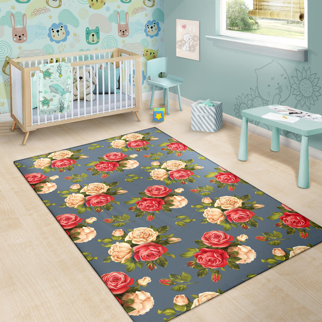 Rose Pattern Print Design RO017 Area Rugs