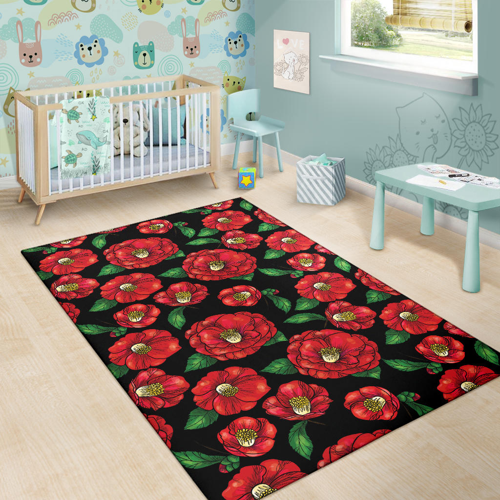 Camellia Pattern Print Design CM07 Area Rugs