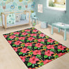 Red Hibiscus Pattern Print Design HB07 Area Rugs