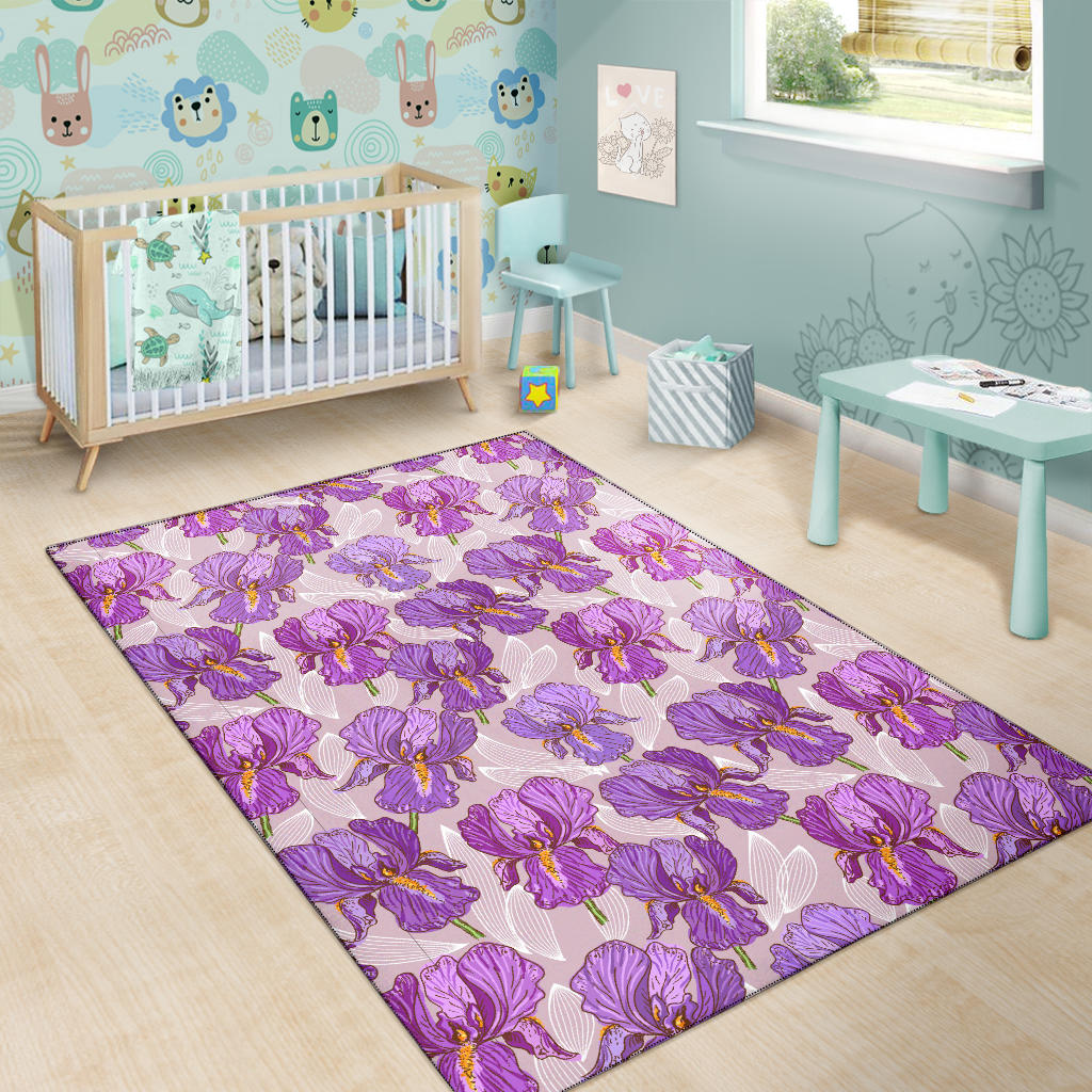 Iris Pattern Print Design IR05 Area Rugs