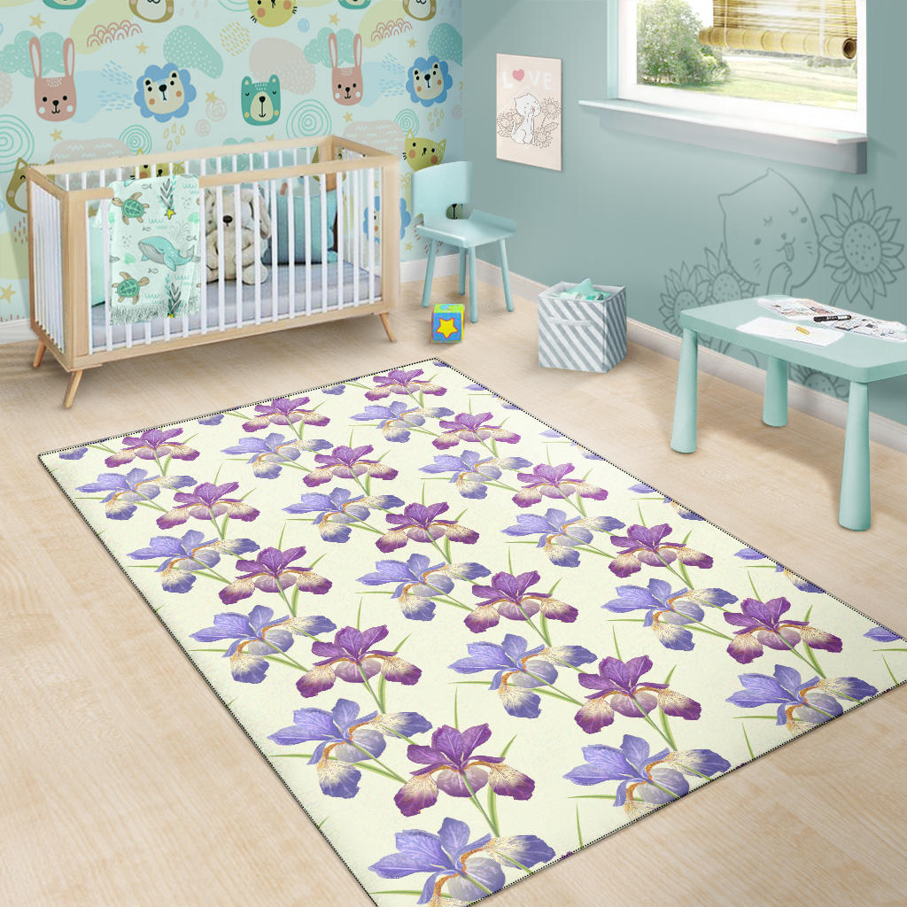 Iris Pattern Print Design IR08 Area Rugs