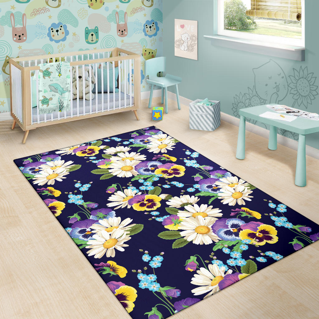 Pansy Pattern Print Design PS03 Area Rugs