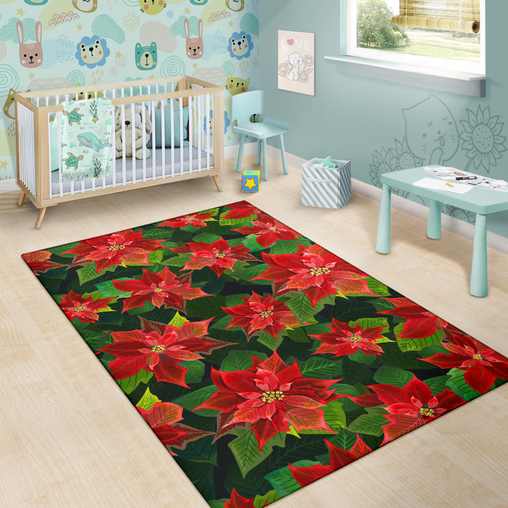 Poinsettia Pattern Print Design POT04 Area Rugs