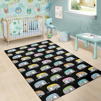 Camper Pattern Camping Themed No 2 Print Area Rugs