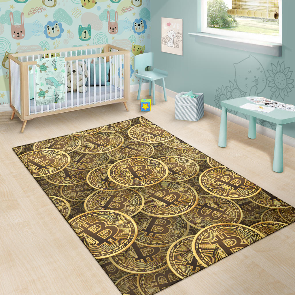 Bitcoin Pattern Print Design DO01 Area Rugs