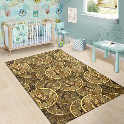Bitcoin Pattern Print Design DO01 Area Rugs