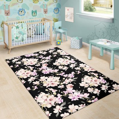 Orchid White Pattern Print Design OR03 Area Rugs