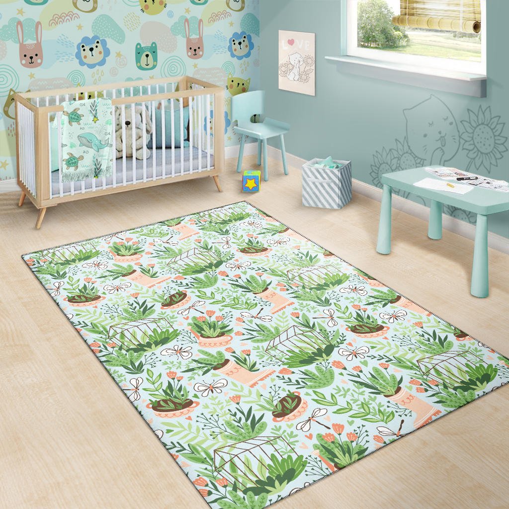 Gardening Pattern Print Design G04 Area Rugs
