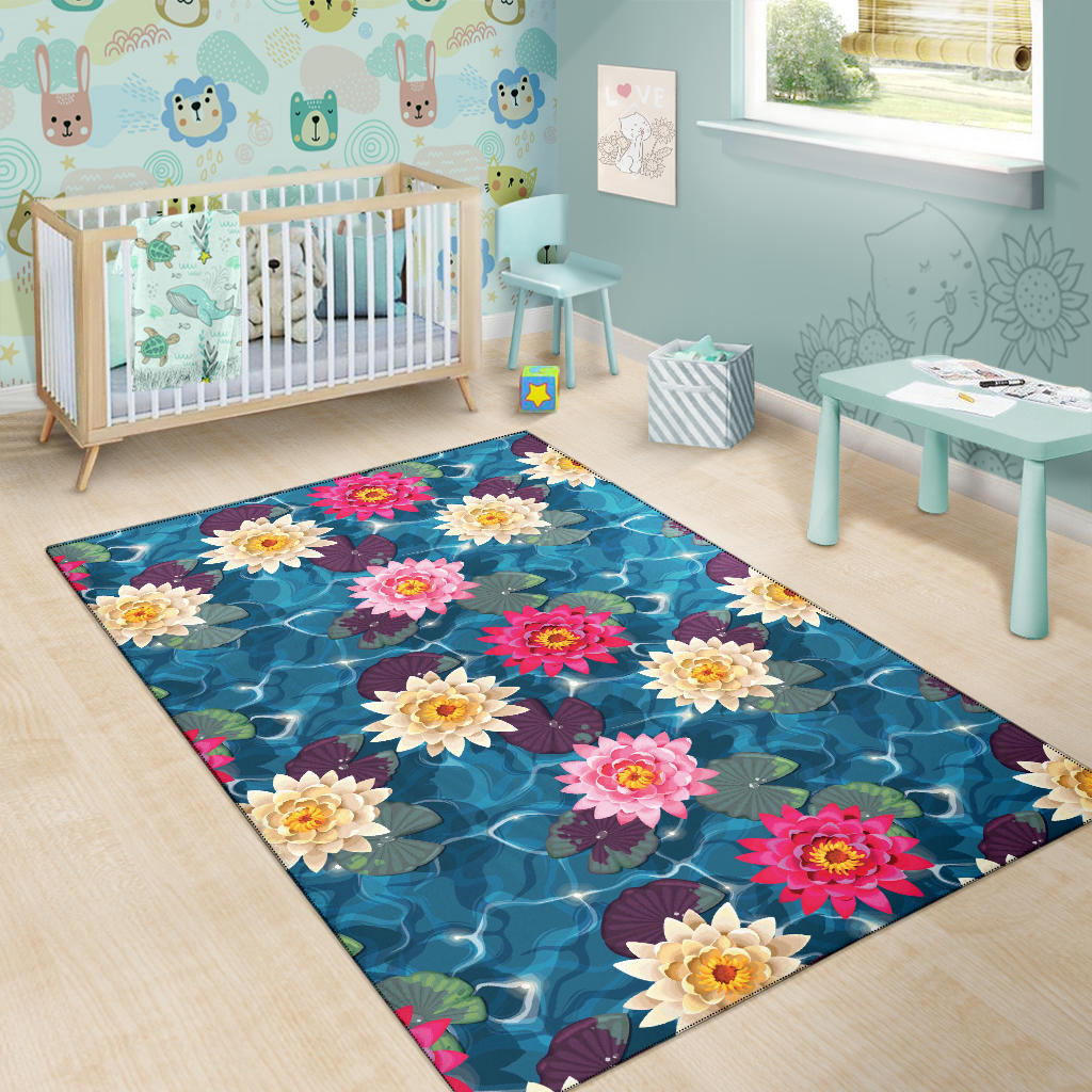 Water Lily Pattern Print Design WL05 Area Rugs