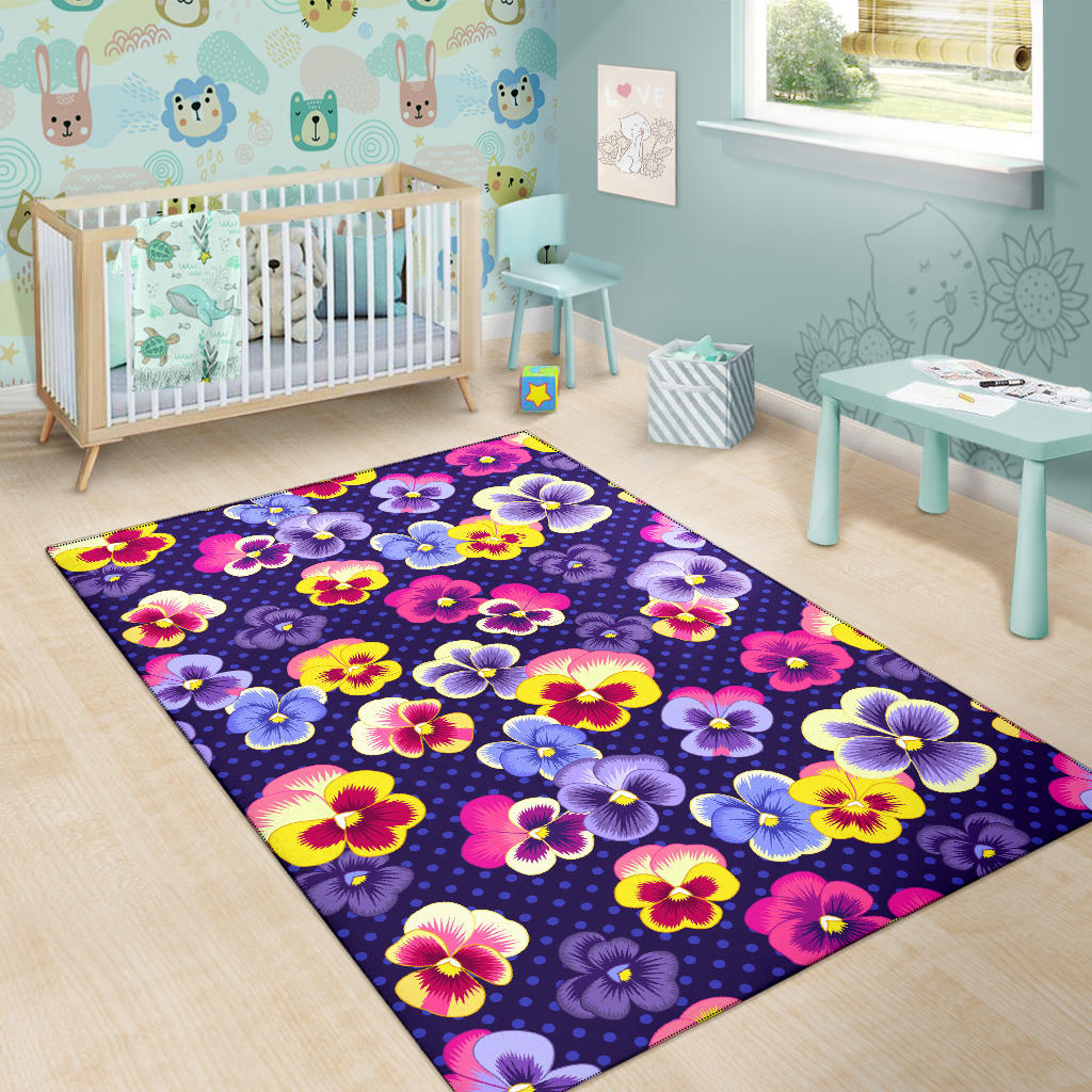 Pansy Pattern Print Design PS04 Area Rugs