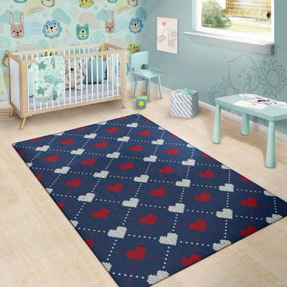 Heart Knit Pattern Print Design HE05 Area Rugs