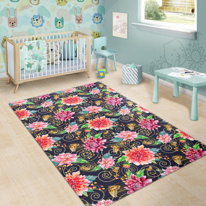 Dahlia Pattern Print Design DH02 Area Rugs