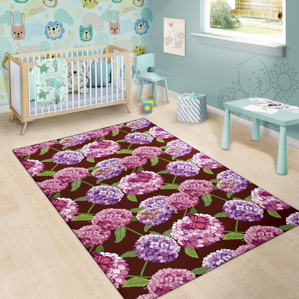Hydrangea Pattern Print Design HD08 Area Rugs