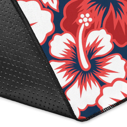 Red Hibiscus Pattern Print Design HB01 Area Rugs