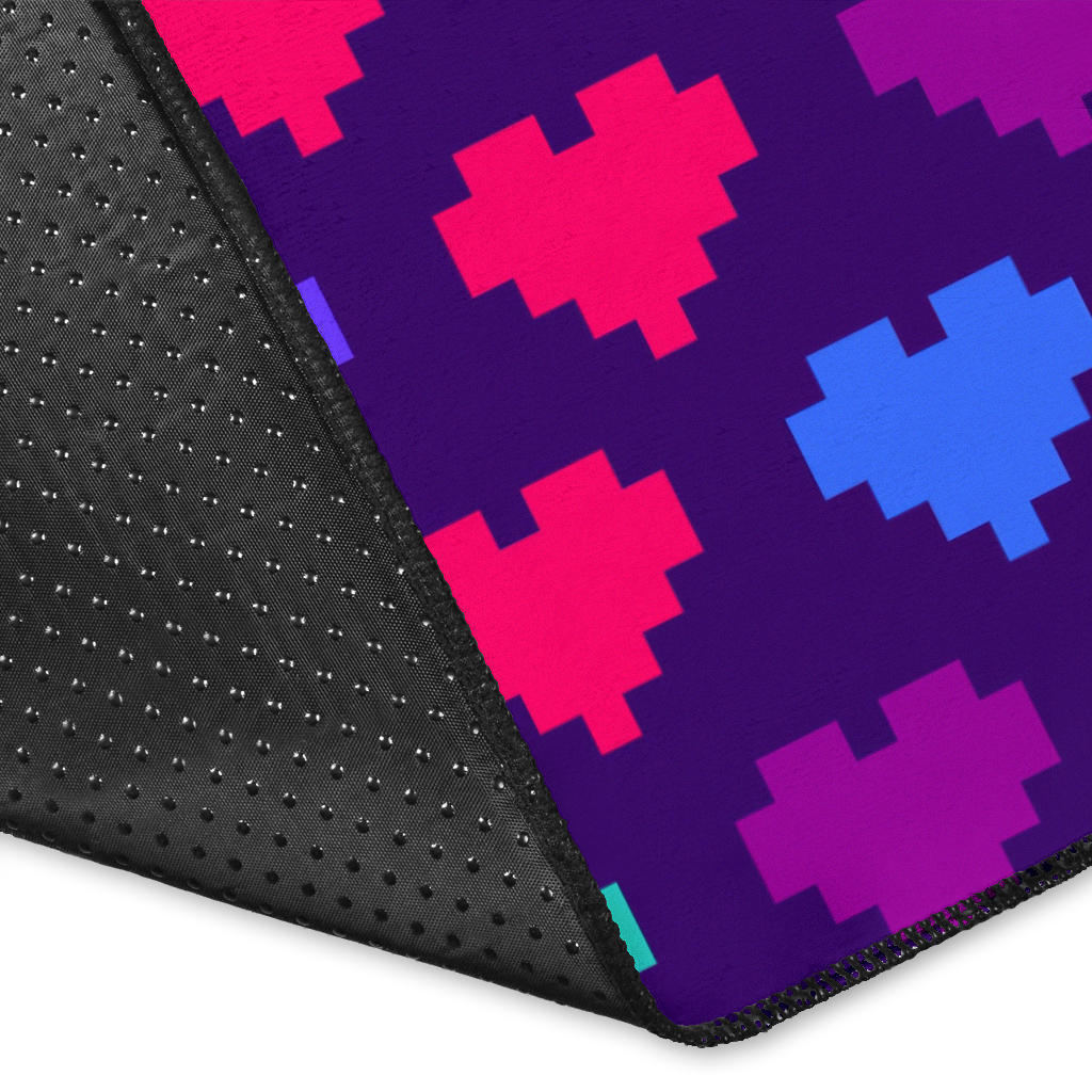 Heart Pixel Pattern Print Design HE03 Area Rugs