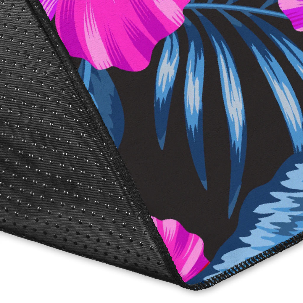 Neon Pink Hibiscus Pattern Print Design HB015 Area Rugs