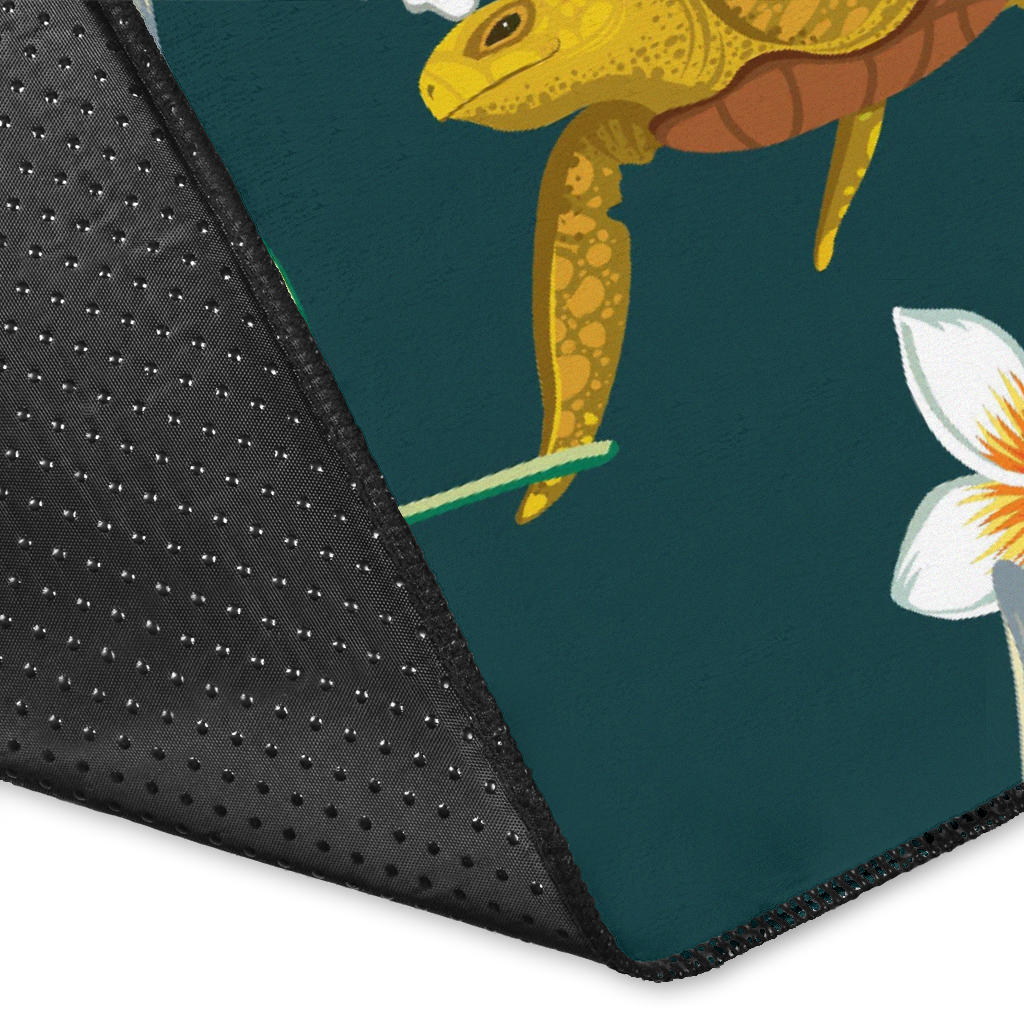 Hawaiian Flower Design with SeaTurtle Print Area Rugs