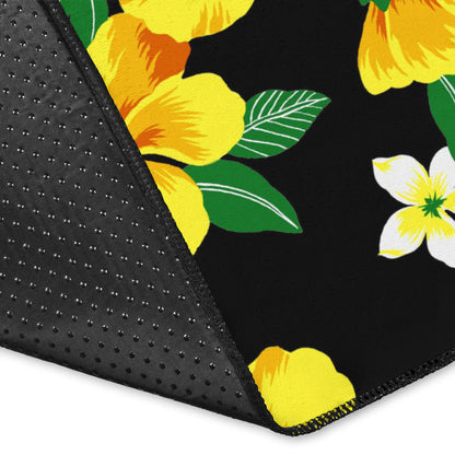 Yellow Hibiscus Pattern Print Design HB08 Area Rugs