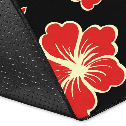 Red Hibiscus Pattern Print Design HB021 Area Rugs