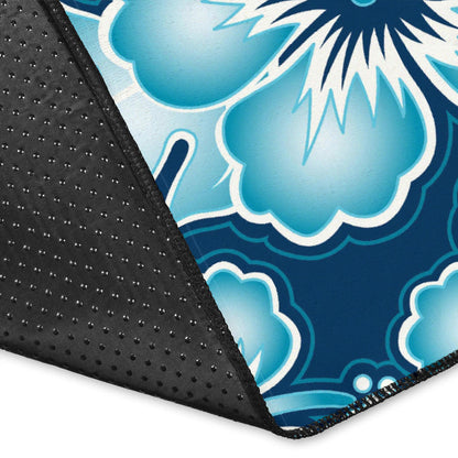 Blue Hibiscus Pattern Print Design HB011 Area Rugs