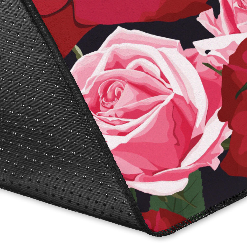 Rose Red Pink Pattern Print Design RO01 Area Rugs