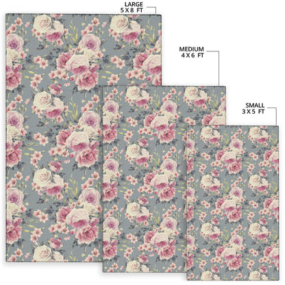 Peony Pattern Print Design PE05 Area Rugs