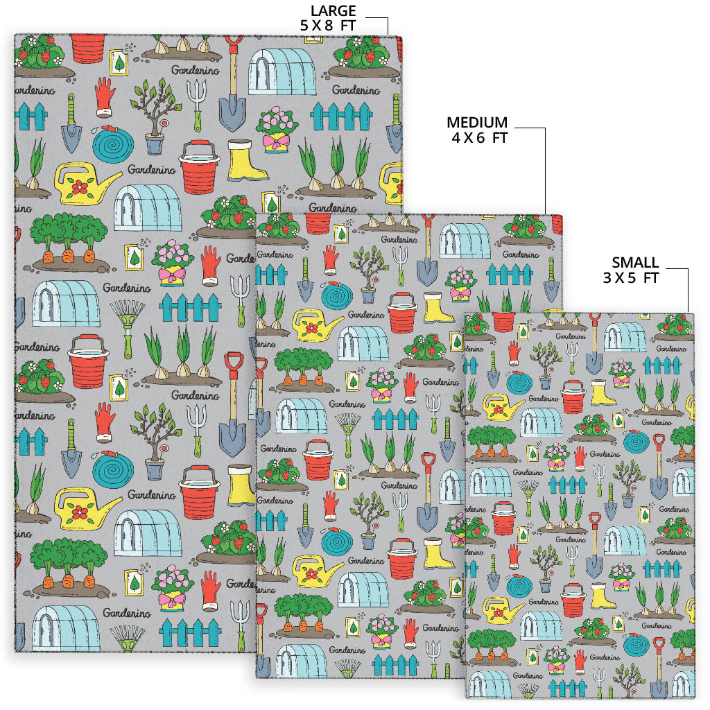 Gardening Pattern Print Design G07 Area Rugs