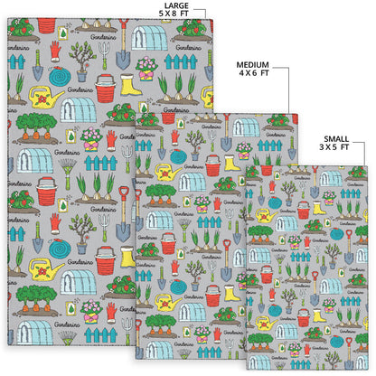 Gardening Pattern Print Design G07 Area Rugs
