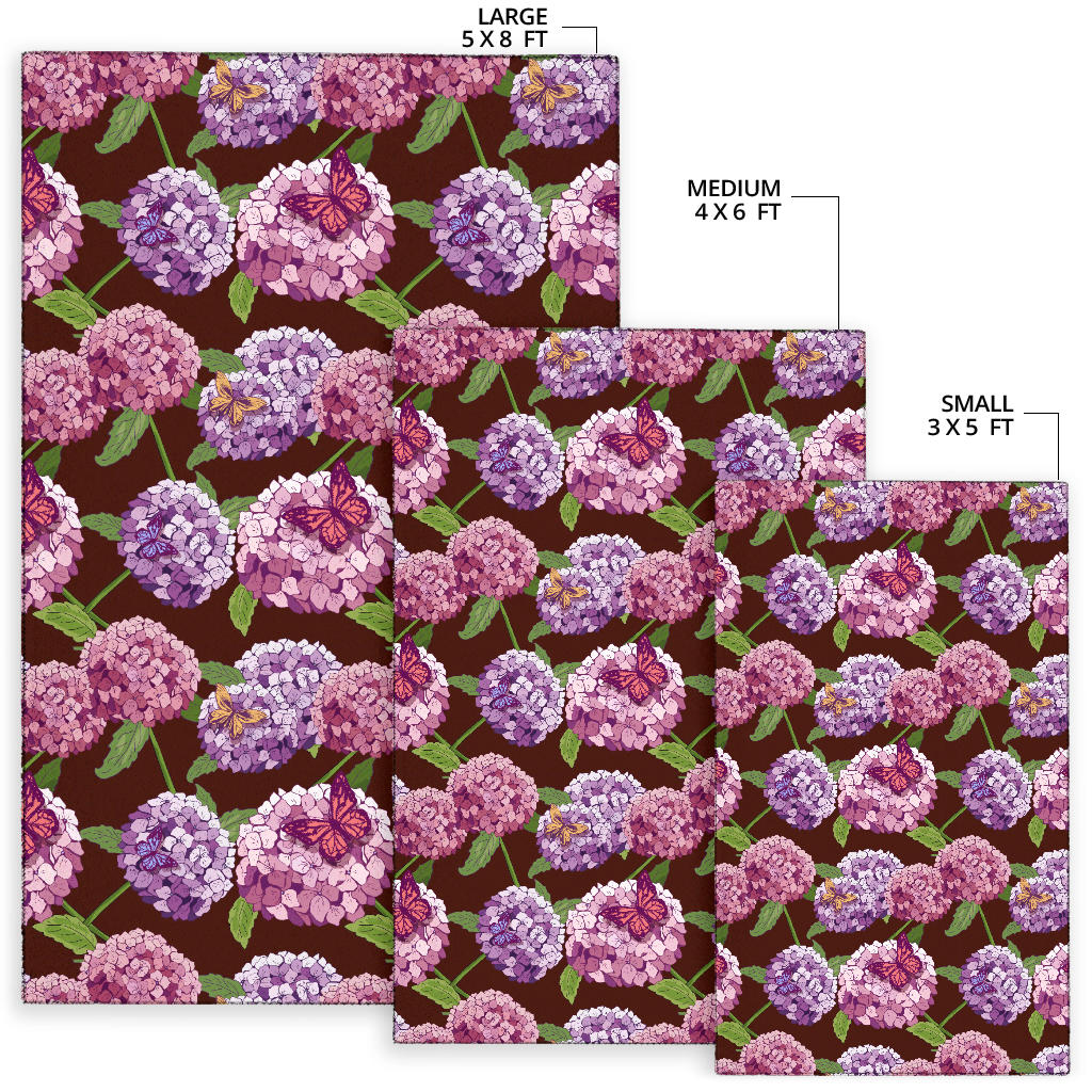 Hydrangea Pattern Print Design HD08 Area Rugs