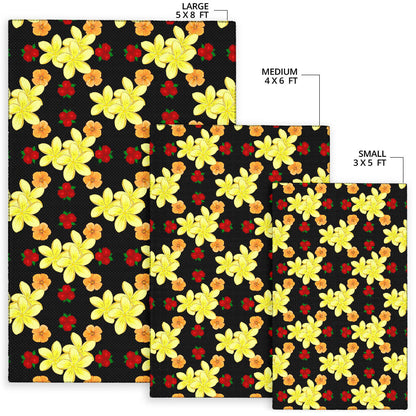 Yellow Plumeria Pattern Print Design PM04 Area Rugs