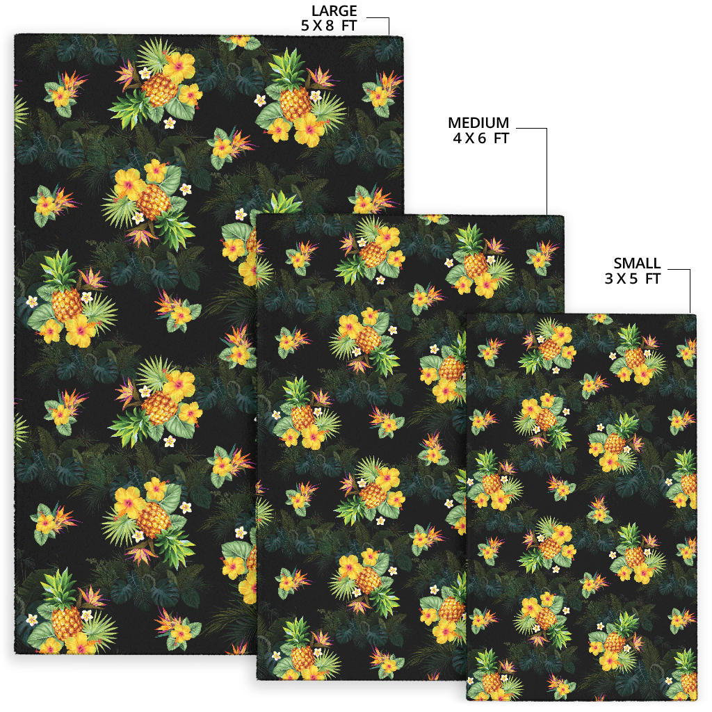 Pineapple Tropical Flower Print Pattern Area Rugs