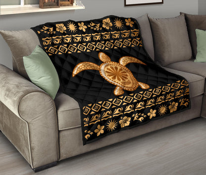 Tribal Sea turtle Polynesian Hawaiian Premium Quilt