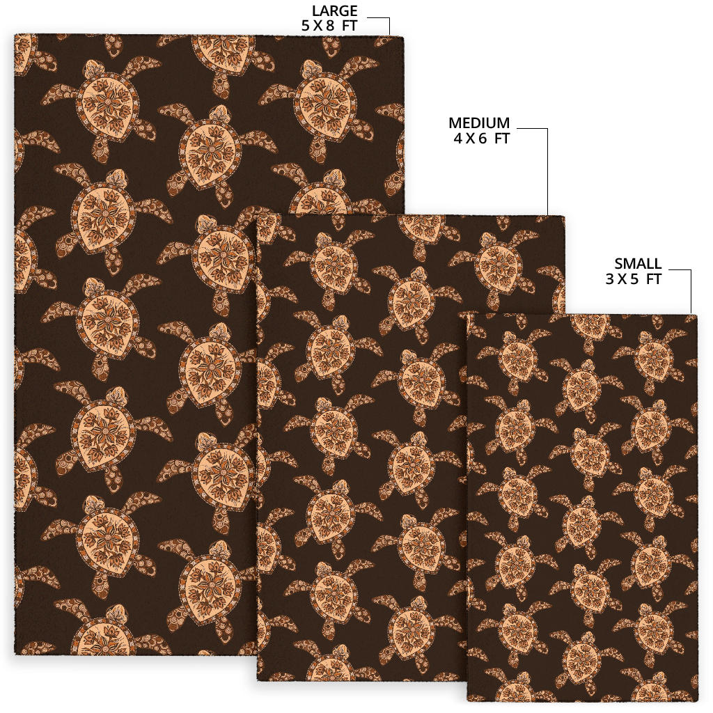 Tribal Sea Turtle Pattern Print Design T09 Area Rugs
