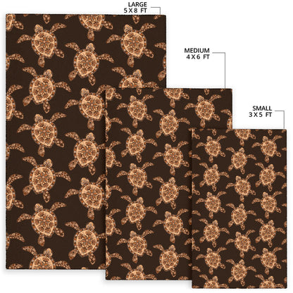 Tribal Sea Turtle Pattern Print Design T09 Area Rugs