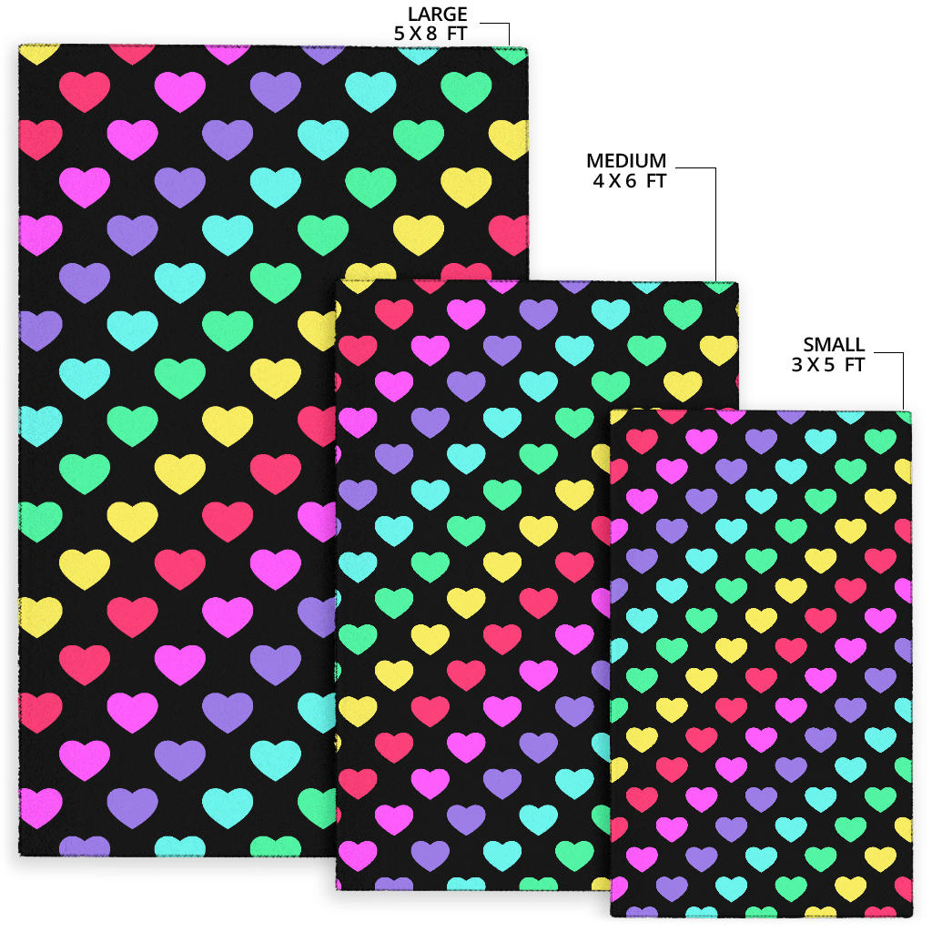 Heart Rainbow Pattern Print Design HE02 Area Rugs