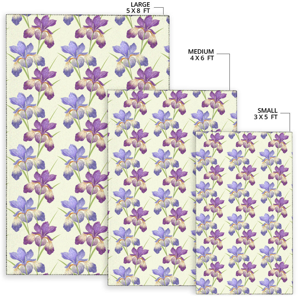 Iris Pattern Print Design IR08 Area Rugs